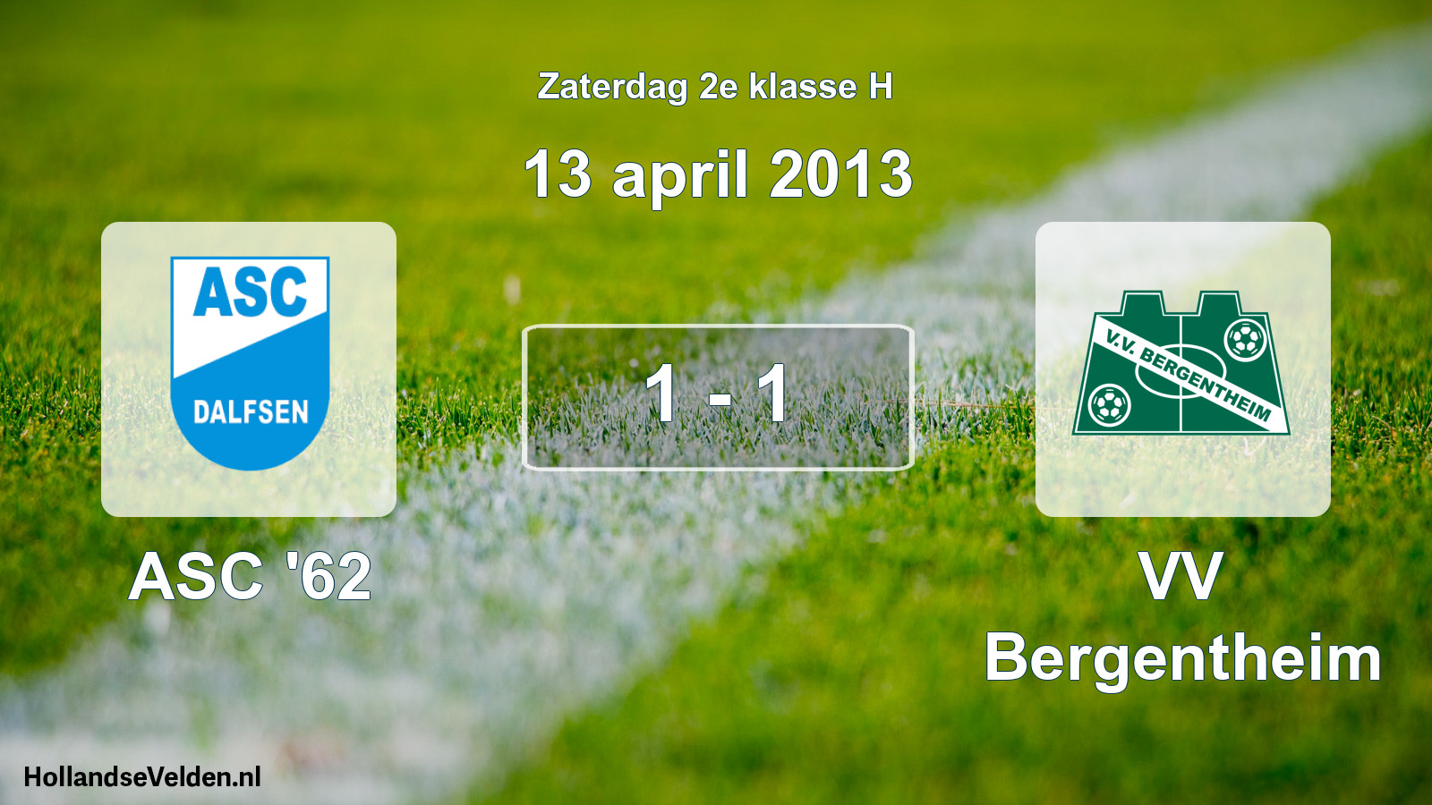 Total number of matches played: ASC '62 - VV Bergentheim 1 - 1 (13 April 2013)