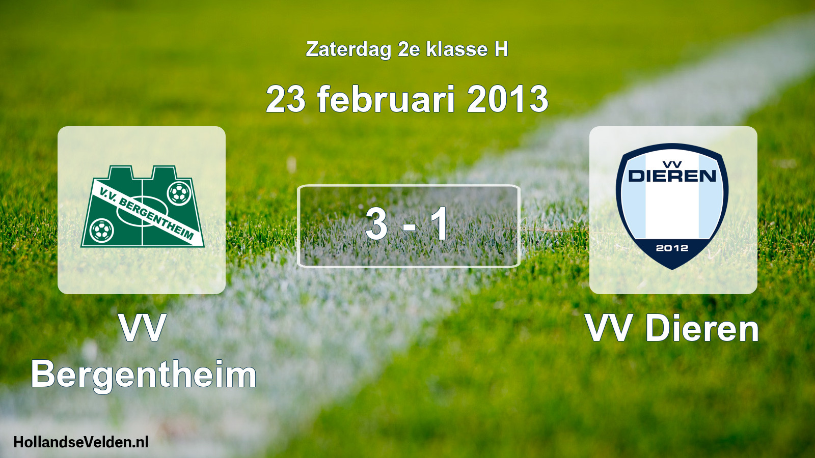 Total number of matches played: VV Bergentheim - VV Dieren 3 - 1 (23 February 2013)