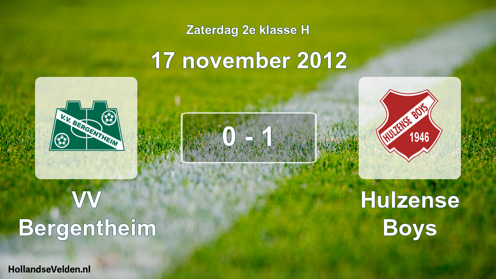 Total number of matches played: VV Bergentheim - Hulzense Boys 0 - 1 (17 November 2012)