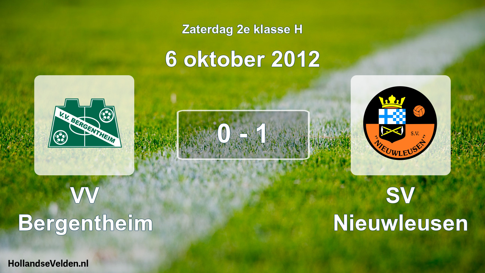Total number of matches played: VV Bergentheim - SV Nieuwleusen 0 - 1 (6 October 2012)