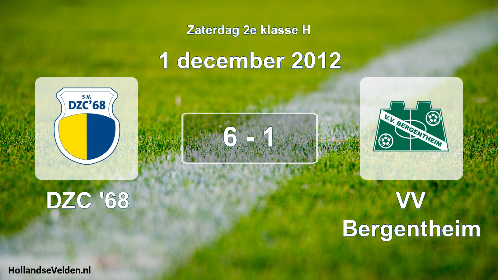 Total number of matches played: DZC '68 - VV Bergentheim 6 - 1 (1 December 2012)
