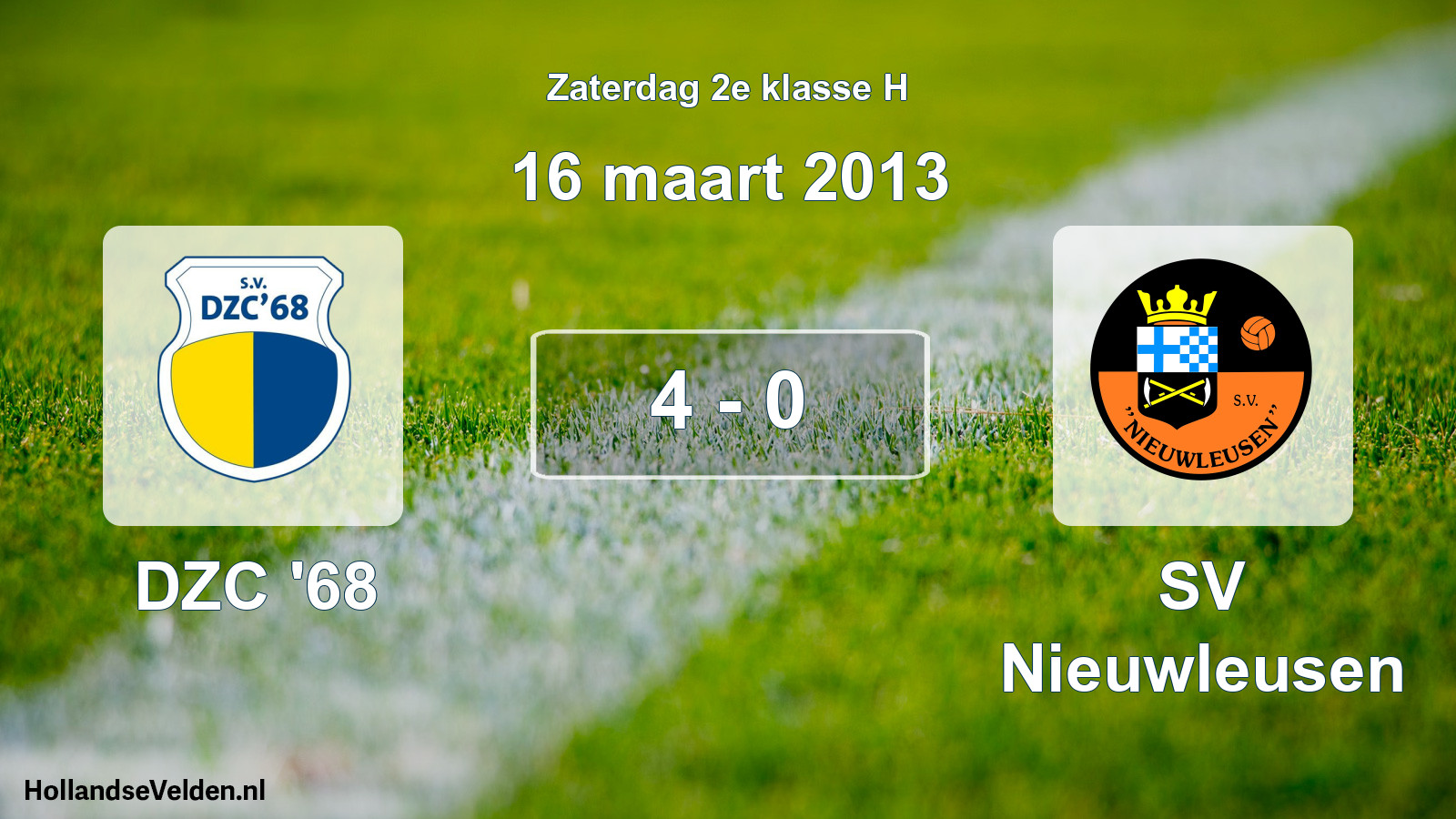Total number of matches played: DZC '68 - SV Nieuwleusen 4 - 0 (16 March 2013)