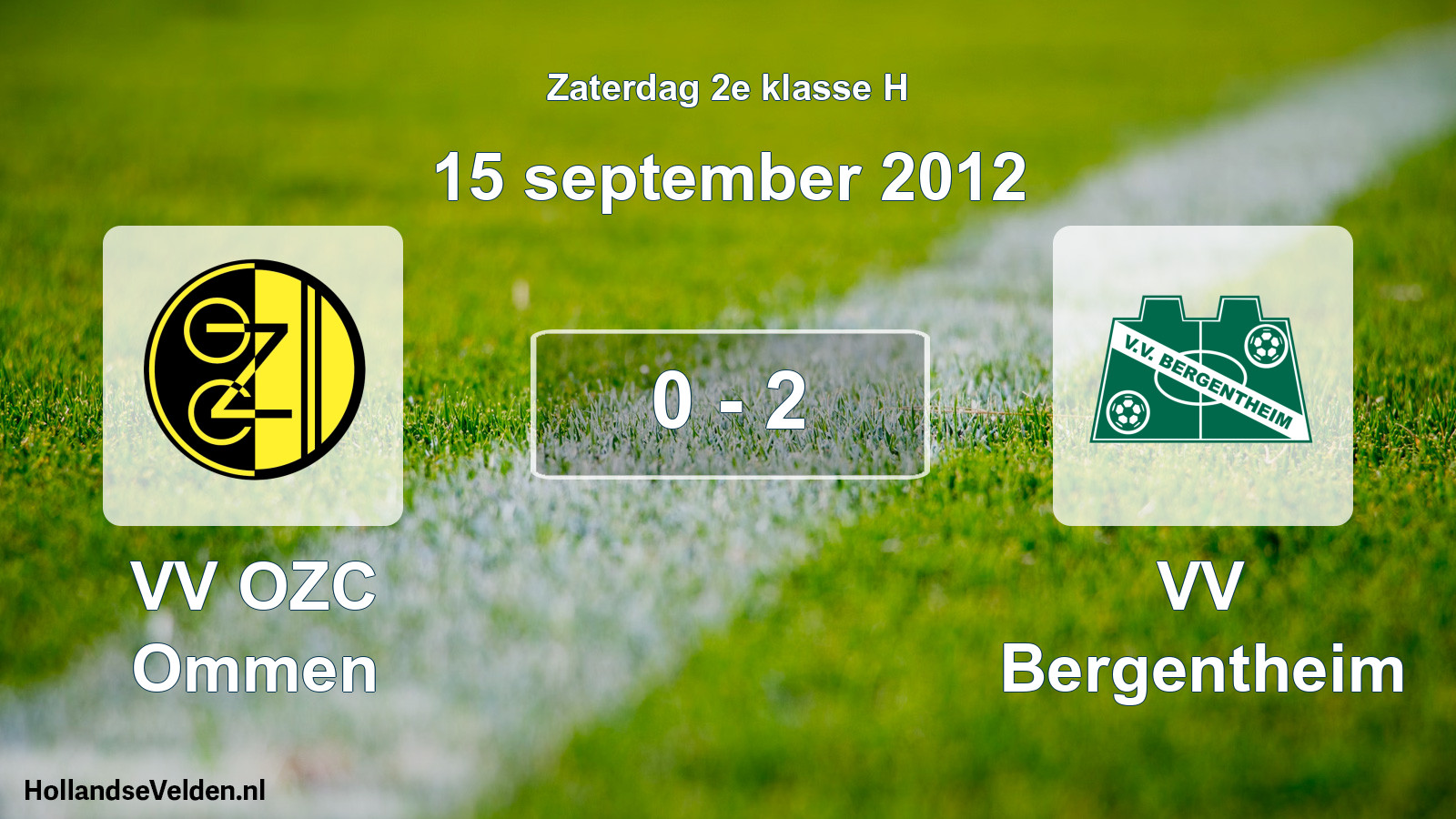 Total number of matches played: VV OZC Ommen - VV Bergentheim 0 - 2 (15 September 2012)