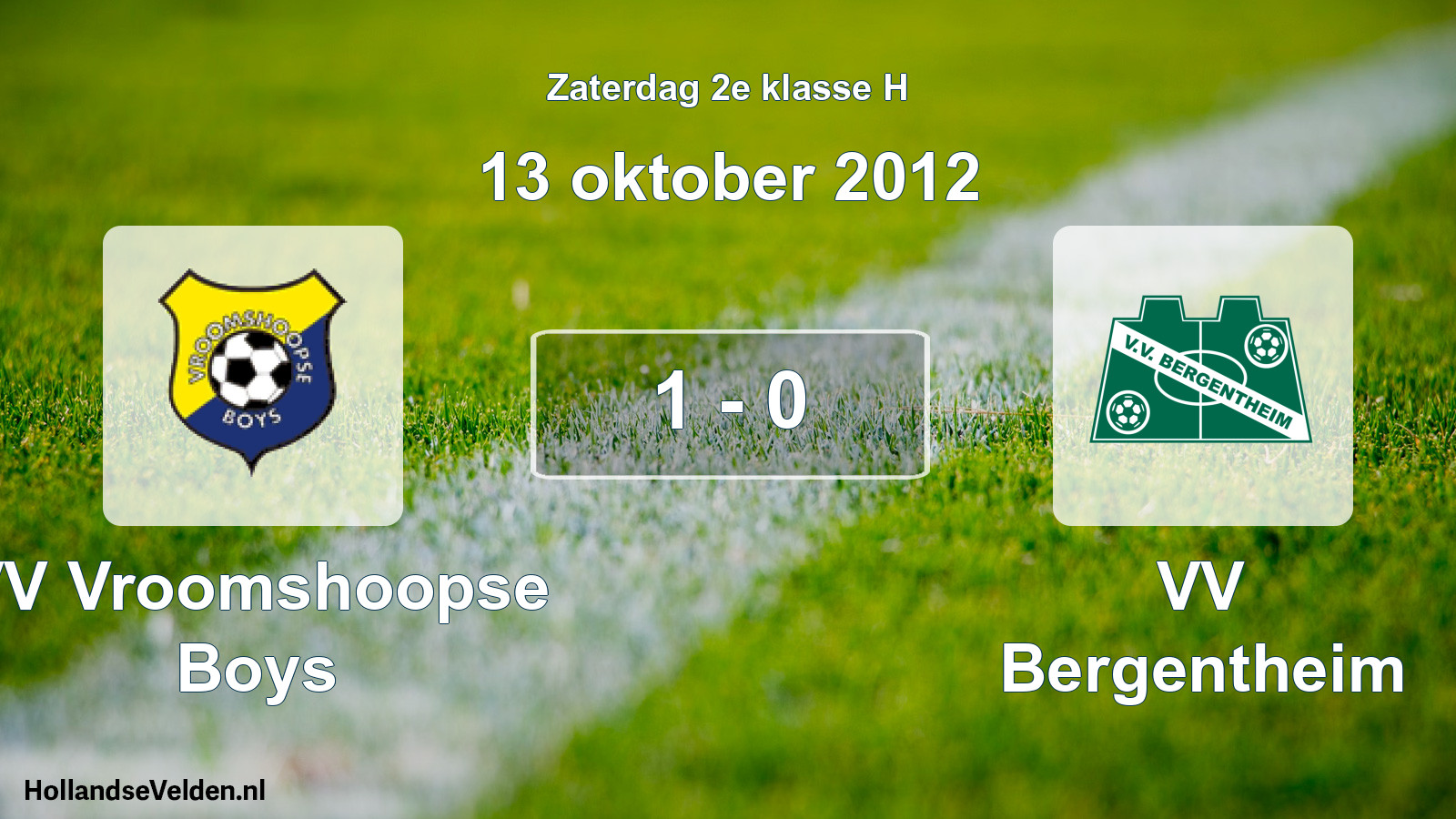 Total number of matches played: VV Vroomshoopse Boys - VV Bergentheim 1 - 0 (13 October 2012)