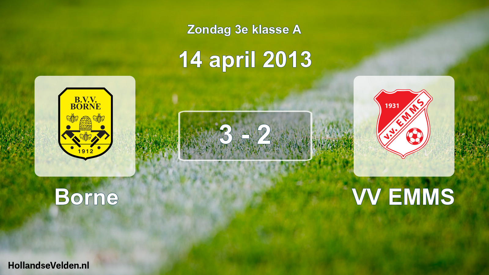 Total number of matches played: Borne - VV EMMS 3 - 2 (14 April 2013)