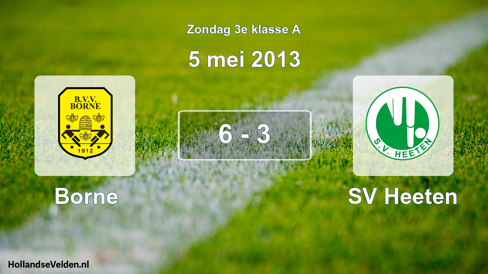 Total number of matches played: Borne - SV Heeten 6 - 3 (5 May 2013)
