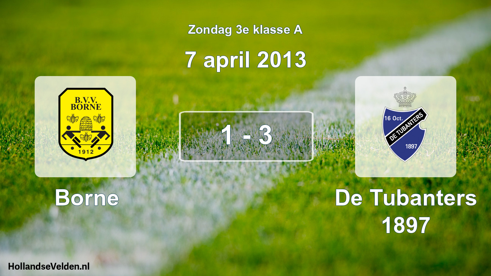 Total number of matches played: Borne - De Tubanters 1897 1 - 3 (7 April 2013)