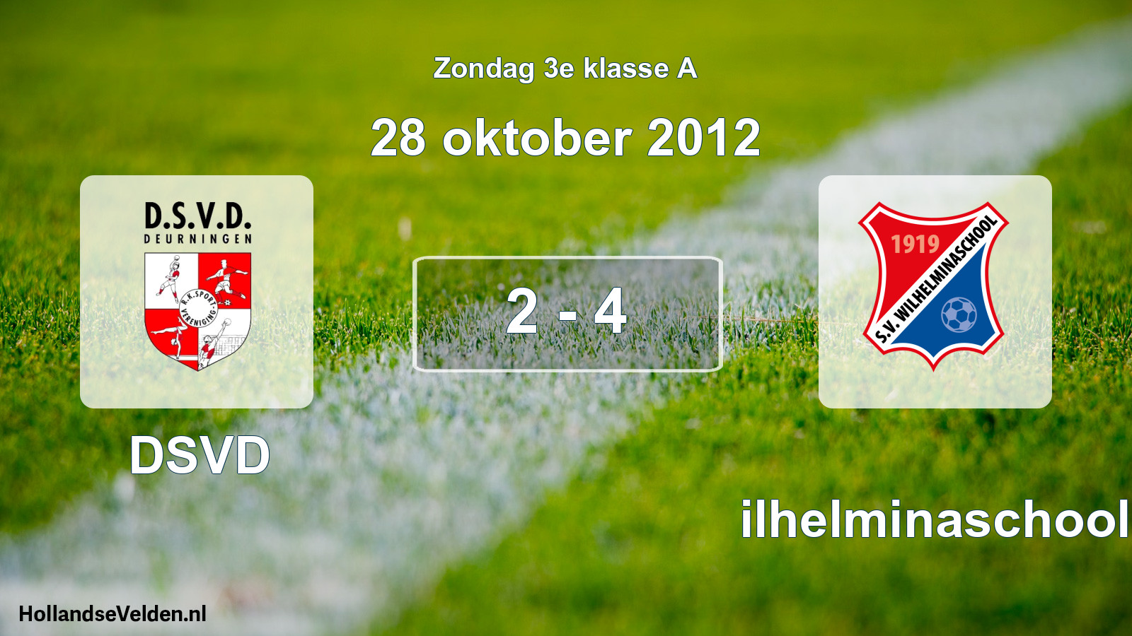 Total number of matches played: DSVD - Wilhelminaschool 2 - 4 (28 October 2012)