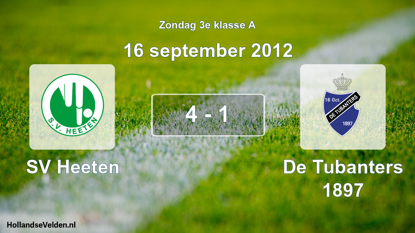 Total number of matches played: SV Heeten - De Tubanters 1897 4 - 1 (16 September 2012)