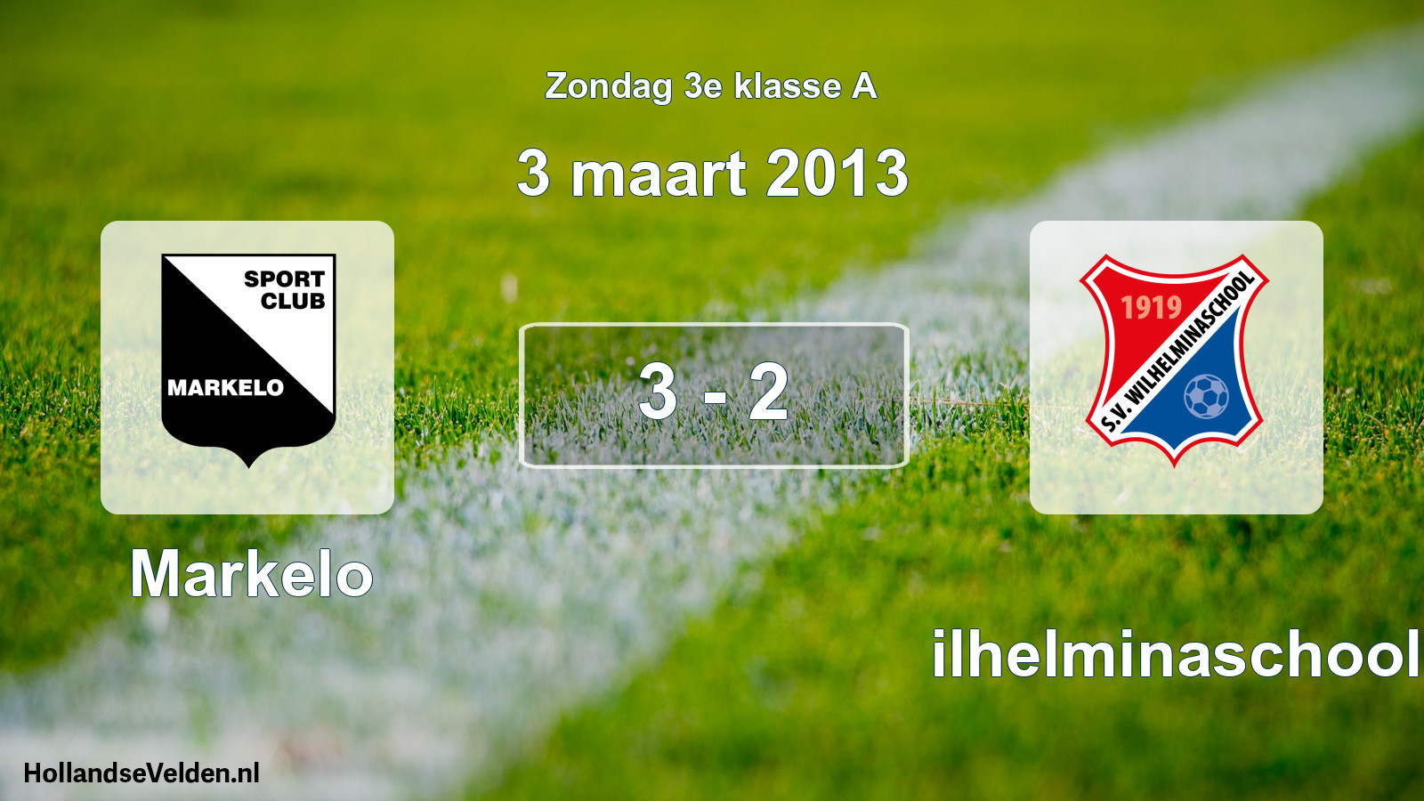 Total number of matches played: Markelo - Wilhelminaschool 3 - 2 (3 March 2013)