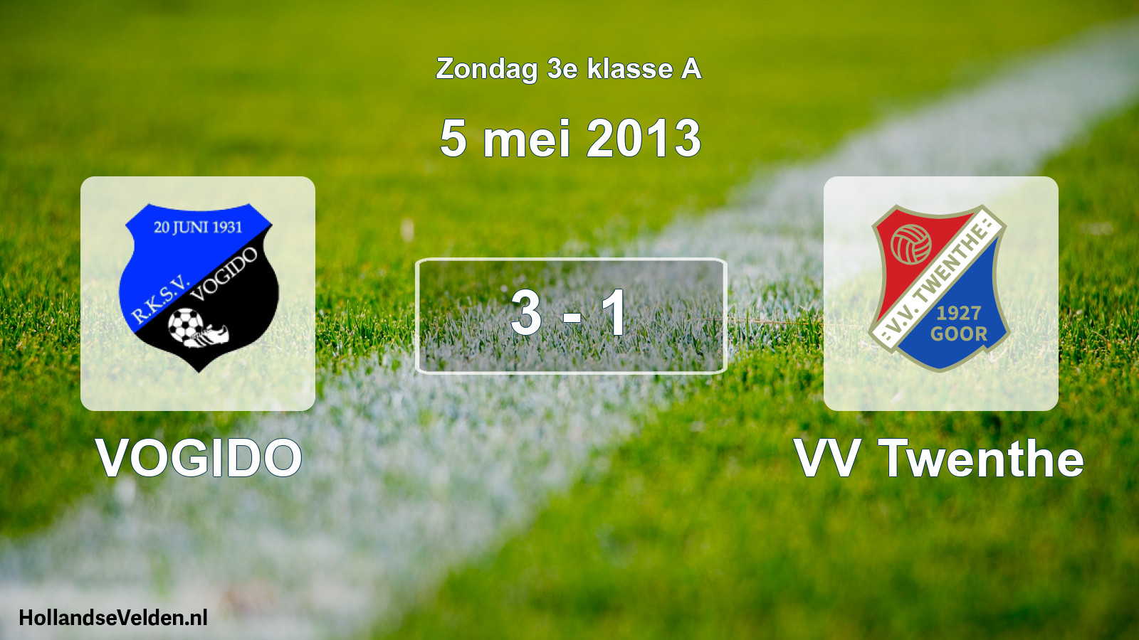 Total number of matches played: VOGIDO - VV Twenthe 3 - 1 (5 May 2013)