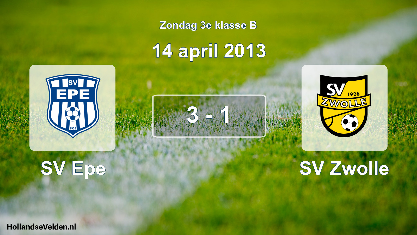 Total number of matches played: SV Epe - SV Zwolle 3 - 1 (14 April 2013)