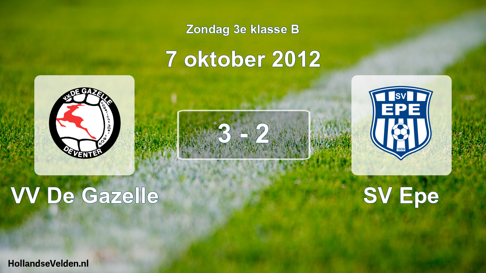 Total number of matches played: VV De Gazelle - SV Epe 3 - 2 (7 October 2012)