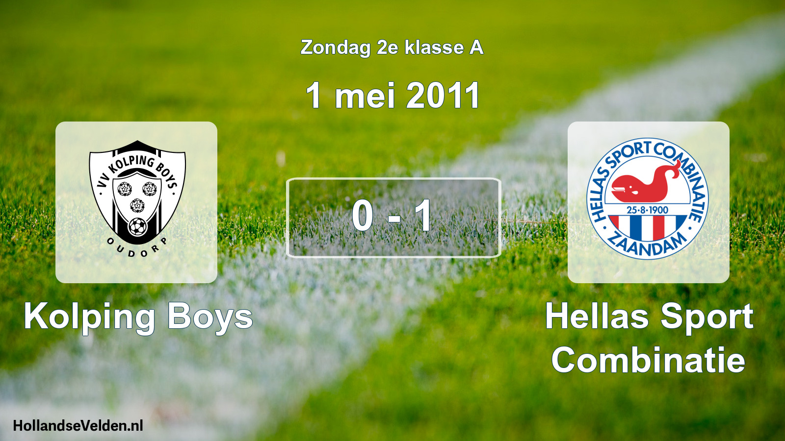 Total number of matches played: Kolping Boys - Hellas Sport Combinatie 0 - 1 (1 May 2011)