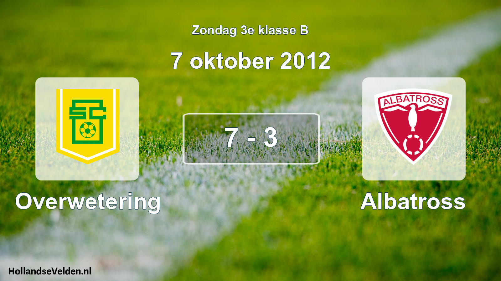Total number of matches played: Overwetering - Albatross 7 - 3 (7 October 2012)