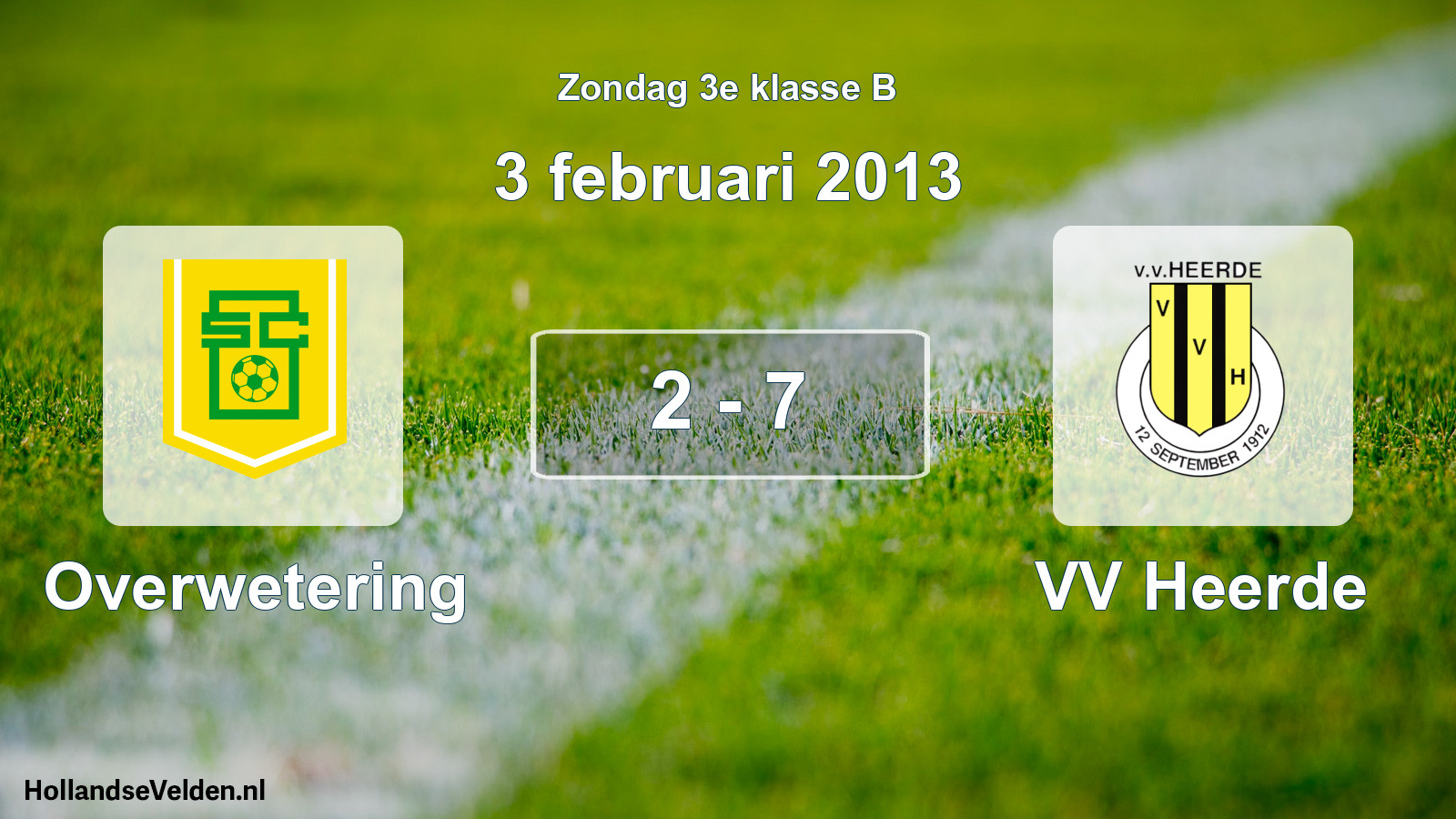 Total number of matches played: Overwetering - VV Heerde 2 - 7 (3 February 2013)