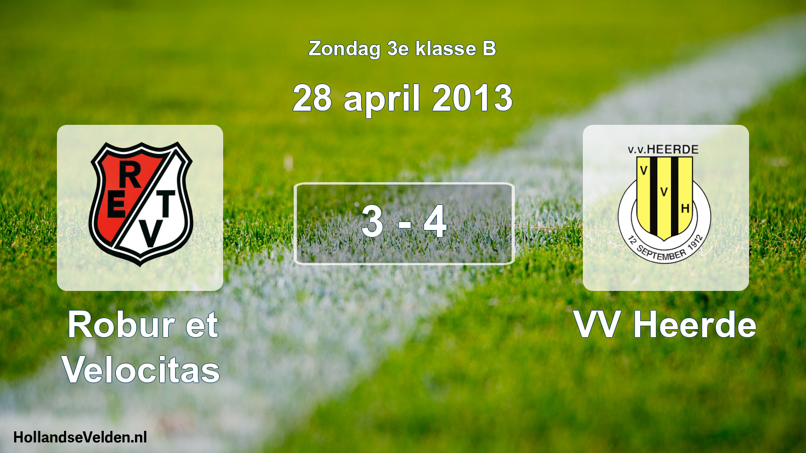 Total number of matches played: Robur et Velocitas - VV Heerde 3 - 4 (28 April 2013)