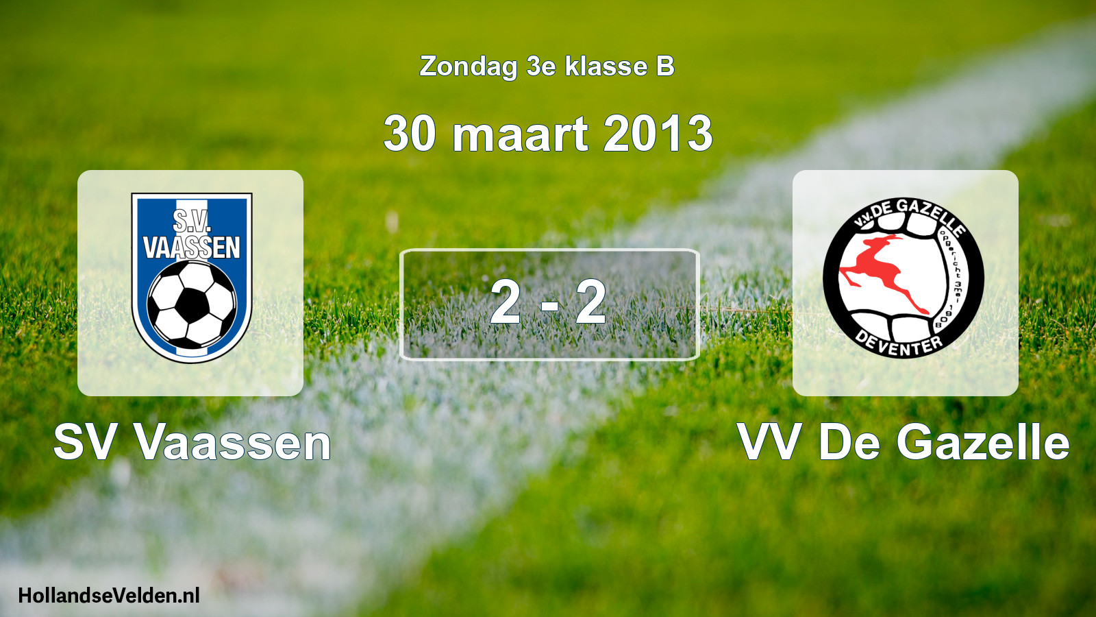 Total number of matches played: SV Vaassen - VV De Gazelle 2 - 2 (30 March 2013)