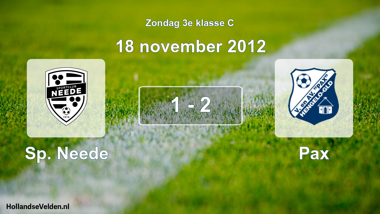 Total number of matches played: Sp. Neede - Pax 1 - 2 (18 November 2012)