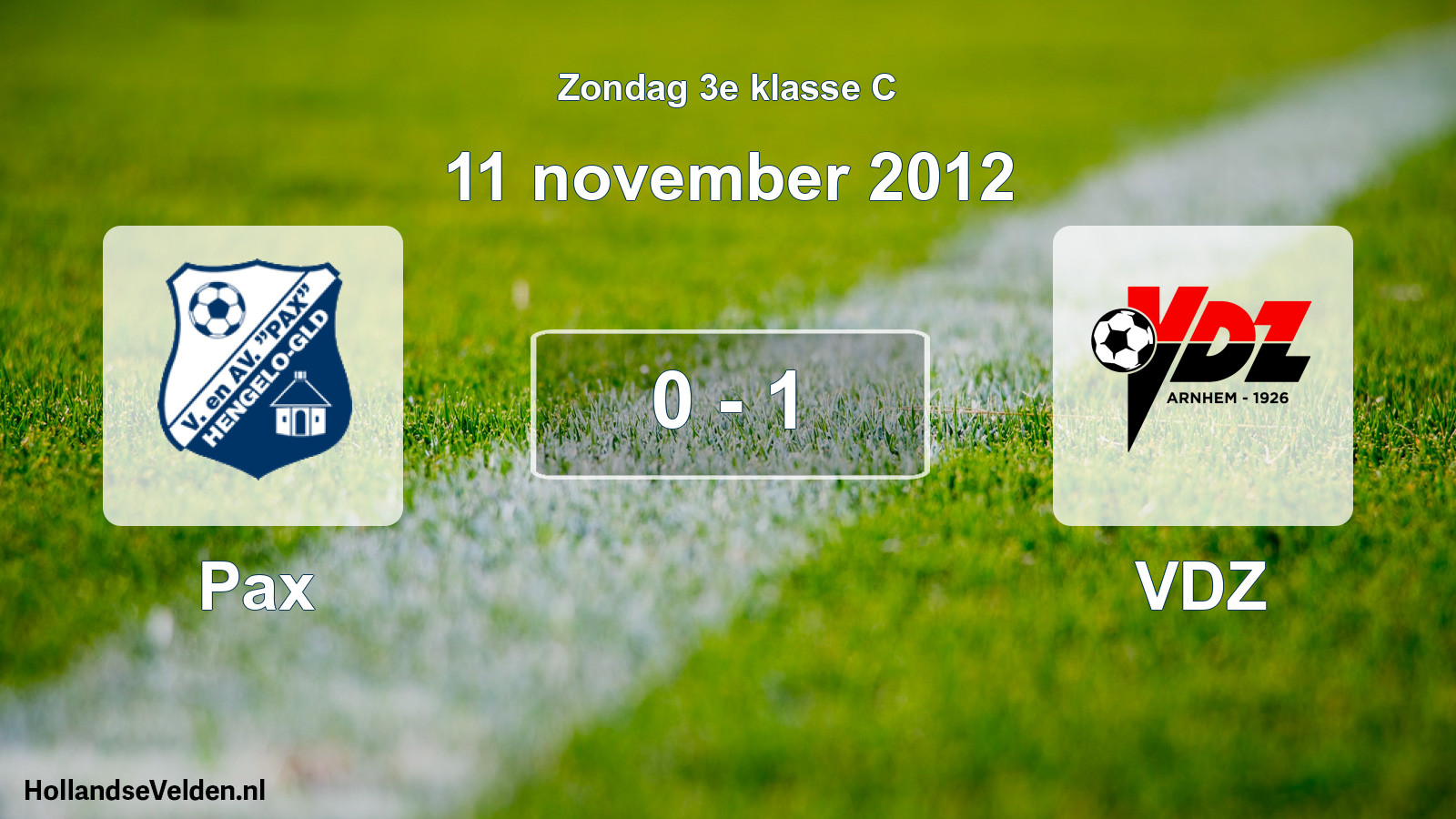 Total number of matches played: Pax - VDZ 0 - 1 (11 November 2012)