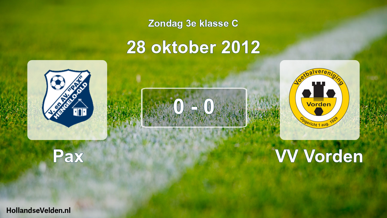 Total number of matches played: Pax - VV Vorden 0 - 0 (28 October 2012)
