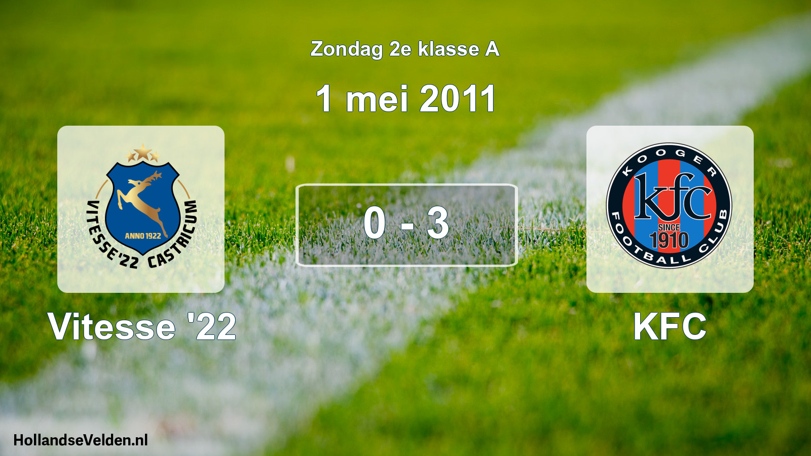Total number of matches played: Vitesse '22 - KFC 0 - 3 (1 May 2011)