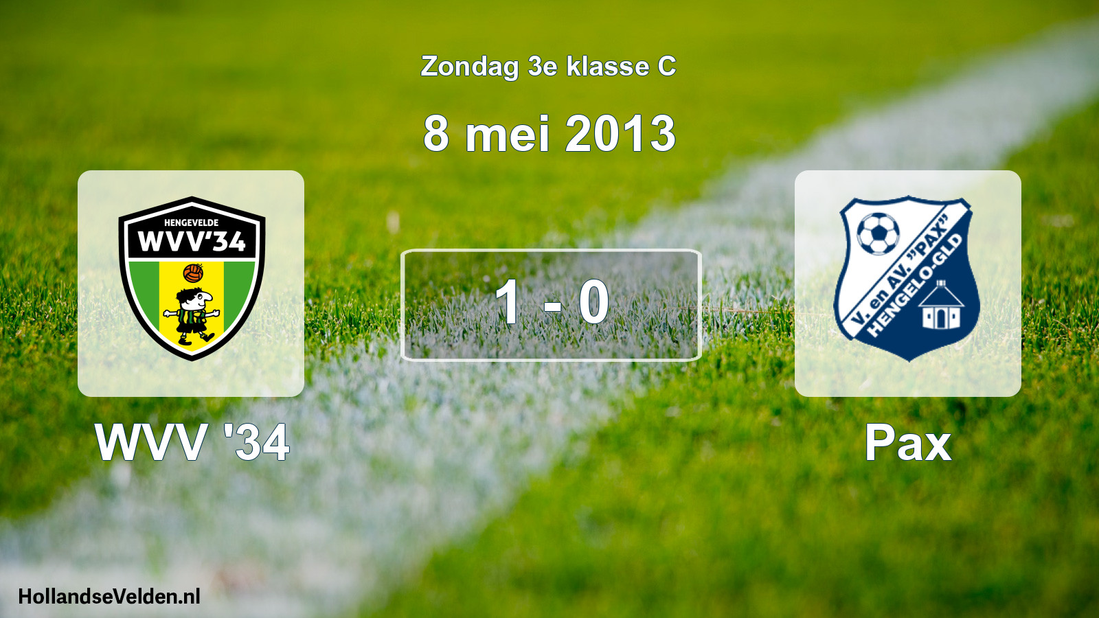 Total number of matches played: WVV '34 - Pax 1 - 0 (8 May 2013)