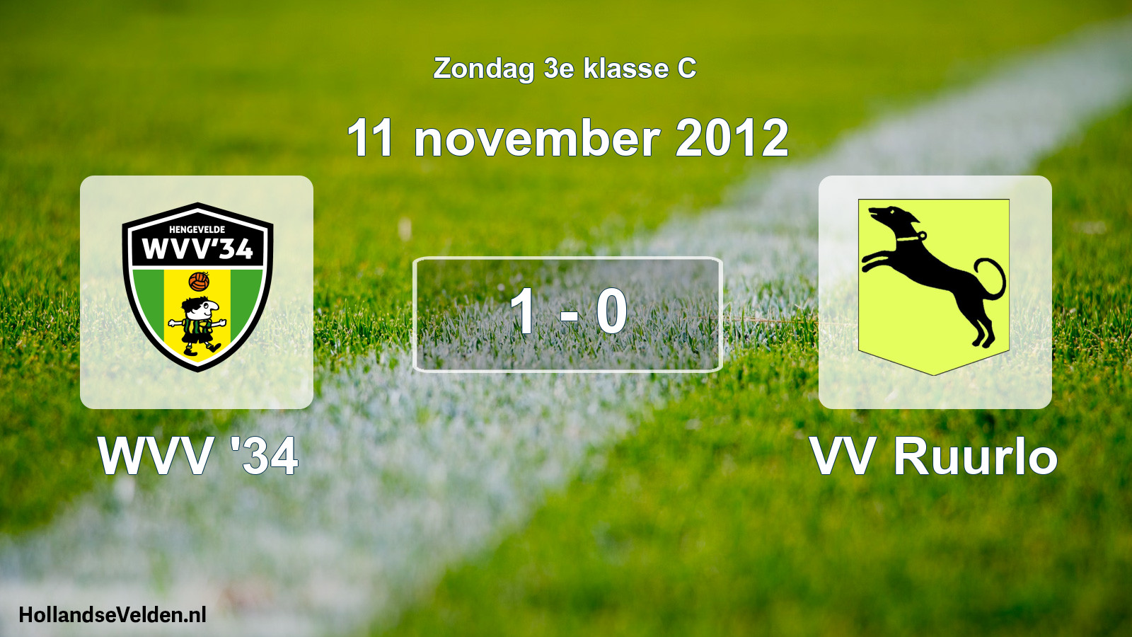 Total number of matches played: WVV '34 - VV Ruurlo 1 - 0 (11 November 2012)