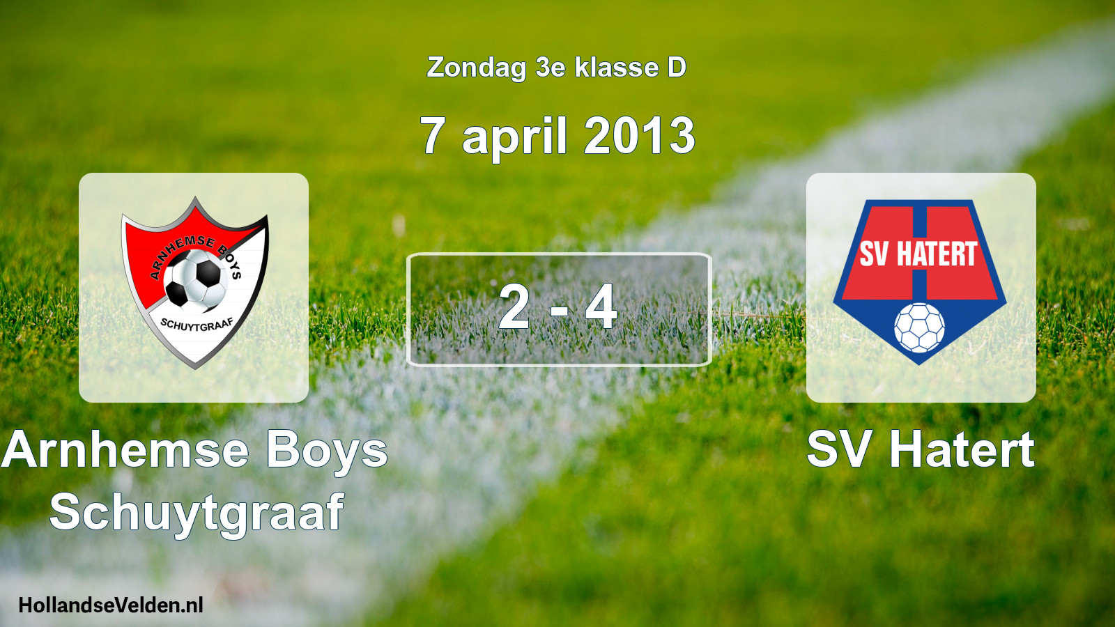 Total number of matches played: Arnhemse Boys Schuytgraaf - SV Hatert 2 - 4 (7 April 2013)