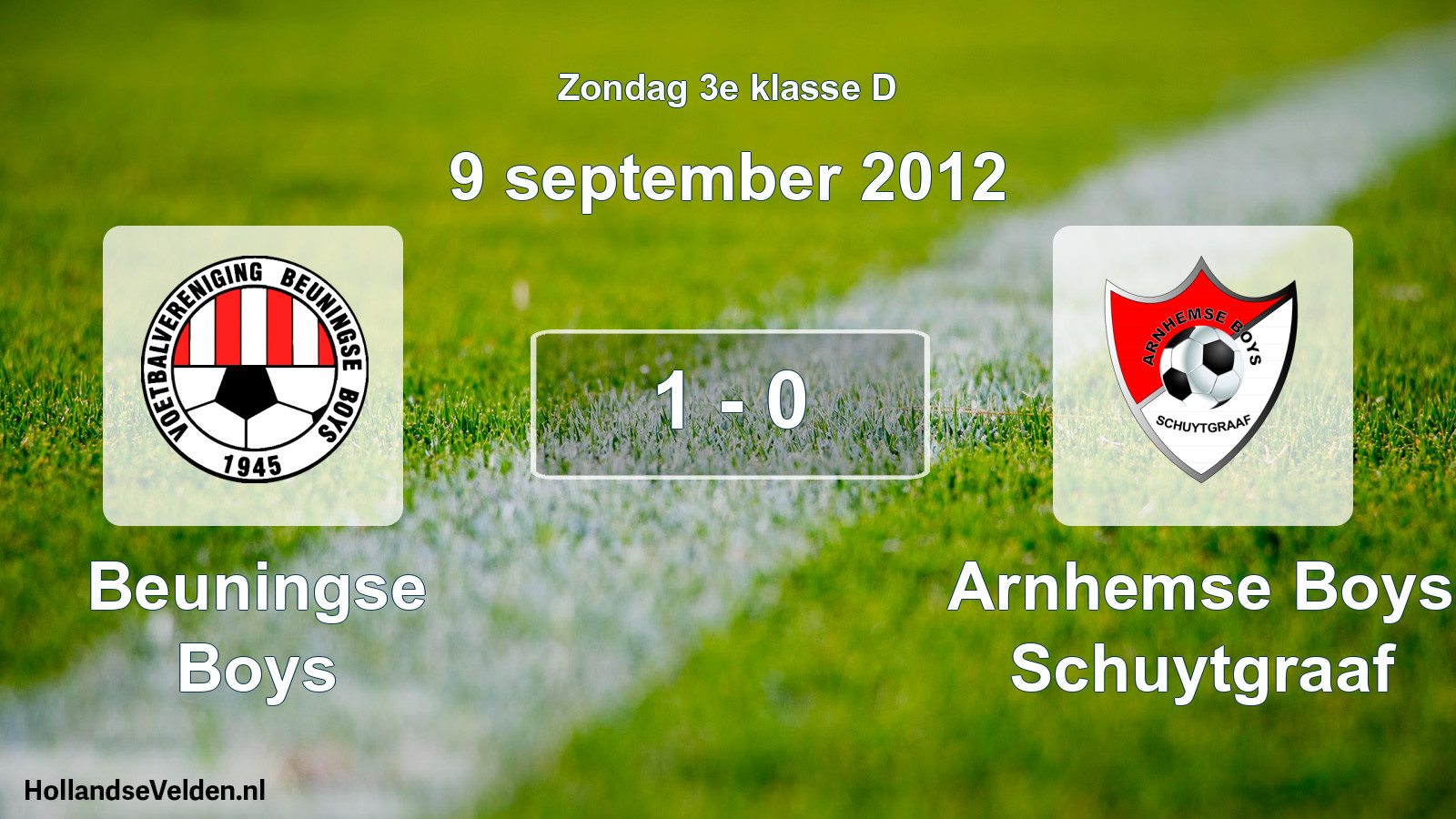 Total number of matches played: Beuningse Boys - Arnhemse Boys Schuytgraaf 1 - 0 (9 September 2012)