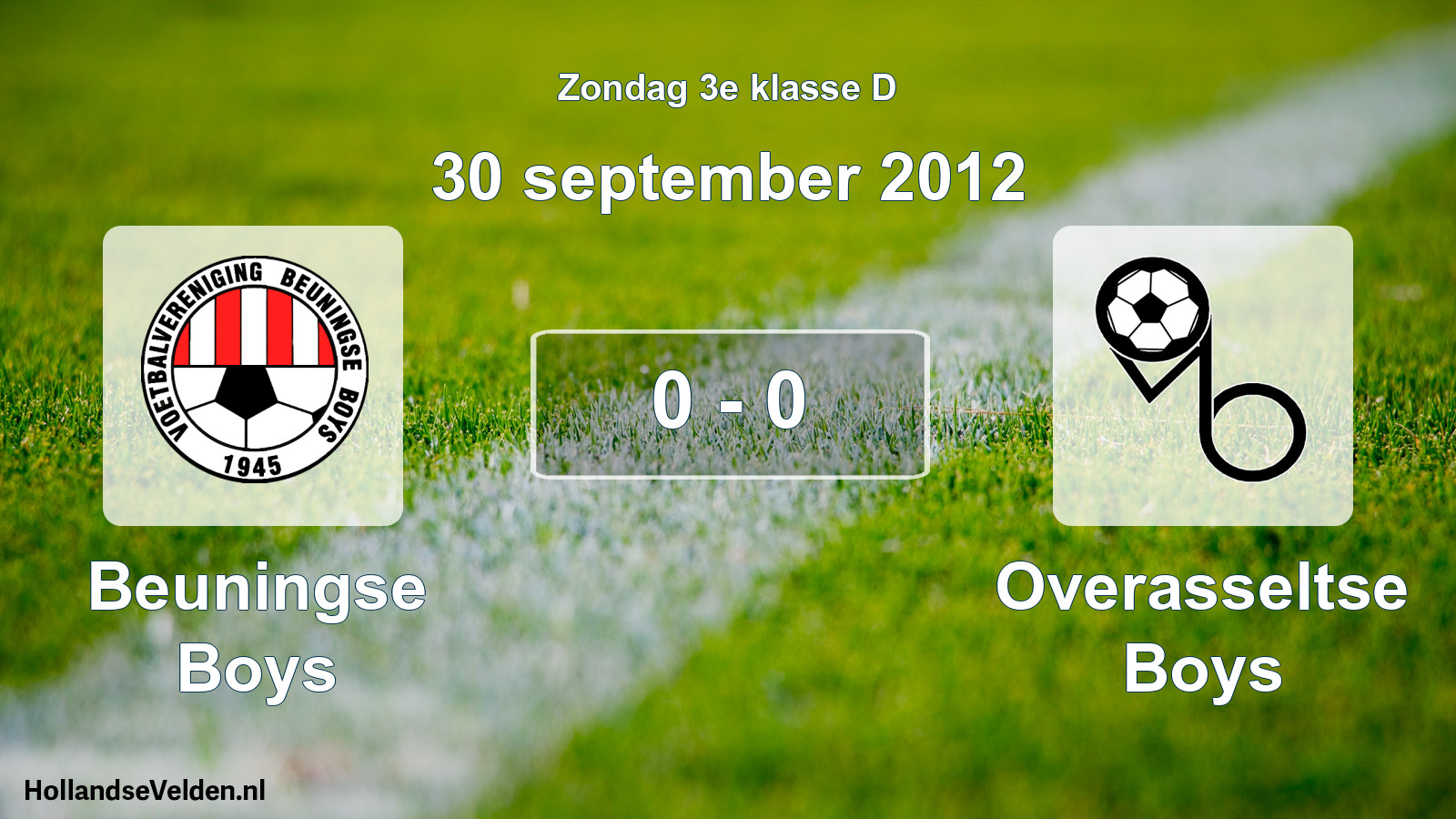 Total number of matches played: Beuningse Boys - Overasseltse Boys 0 - 0 (30 September 2012)