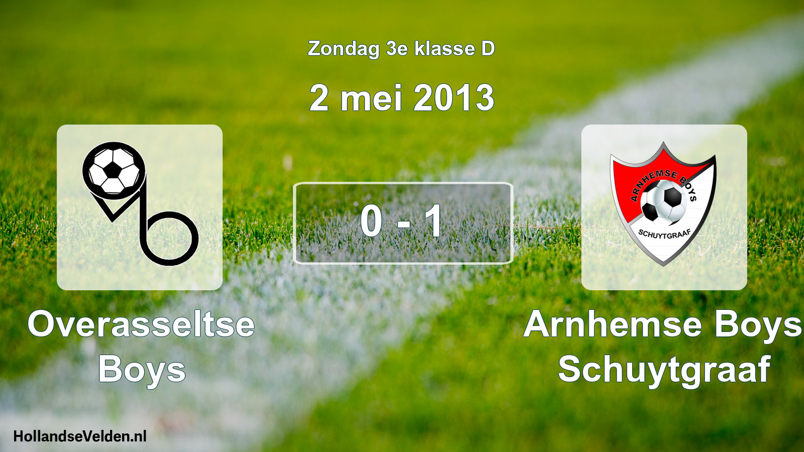 Total number of matches played: Overasseltse Boys - Arnhemse Boys Schuytgraaf 0 - 1 (2 May 2013)