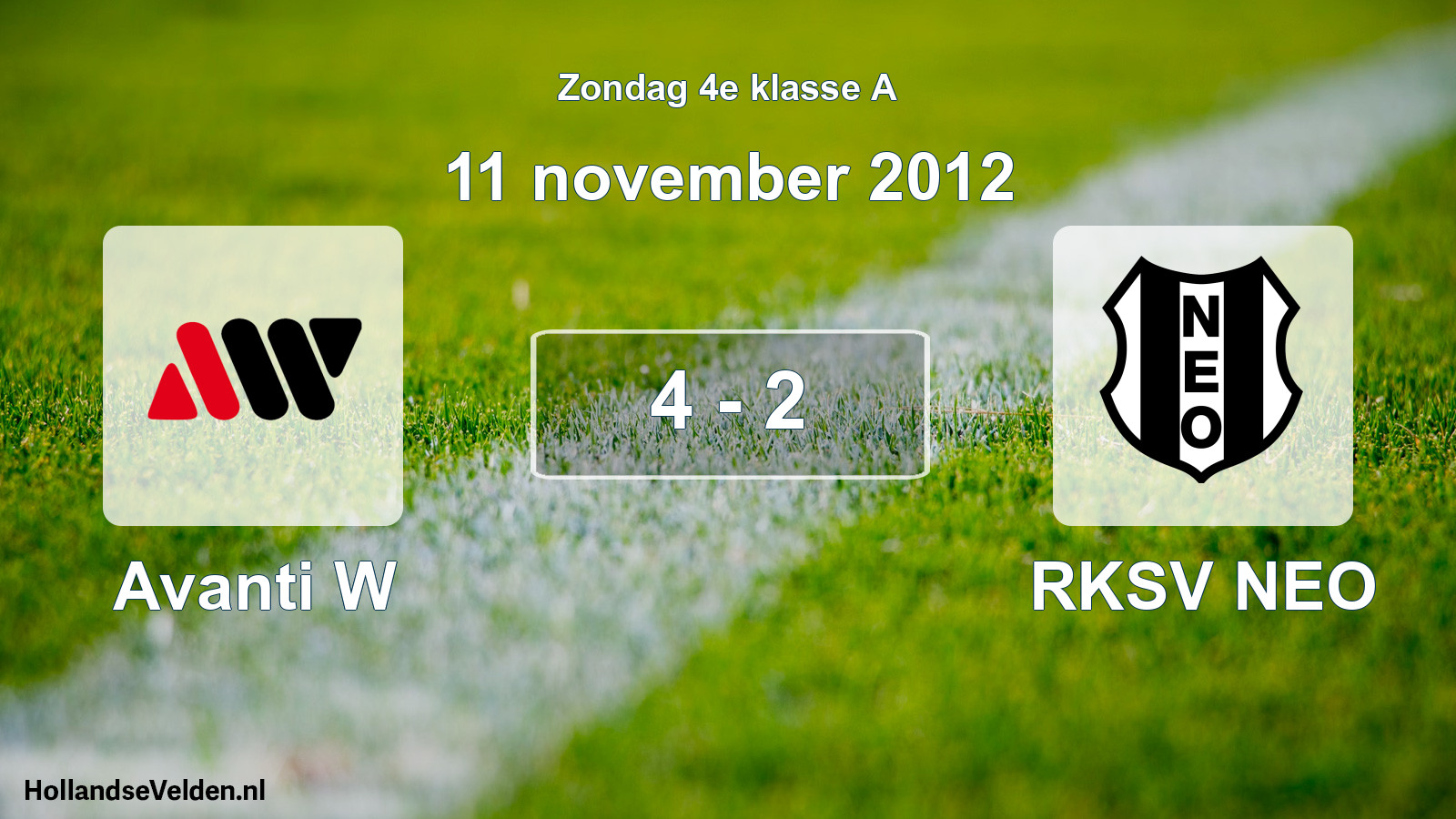 Total number of matches played: Avanti W - RKSV NEO 4 - 2 (11 November 2012)