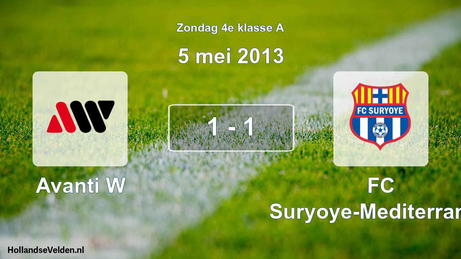 Total number of matches played: Avanti W - FC Suryoye-Mediterraneo 1 - 1 (5 May 2013)