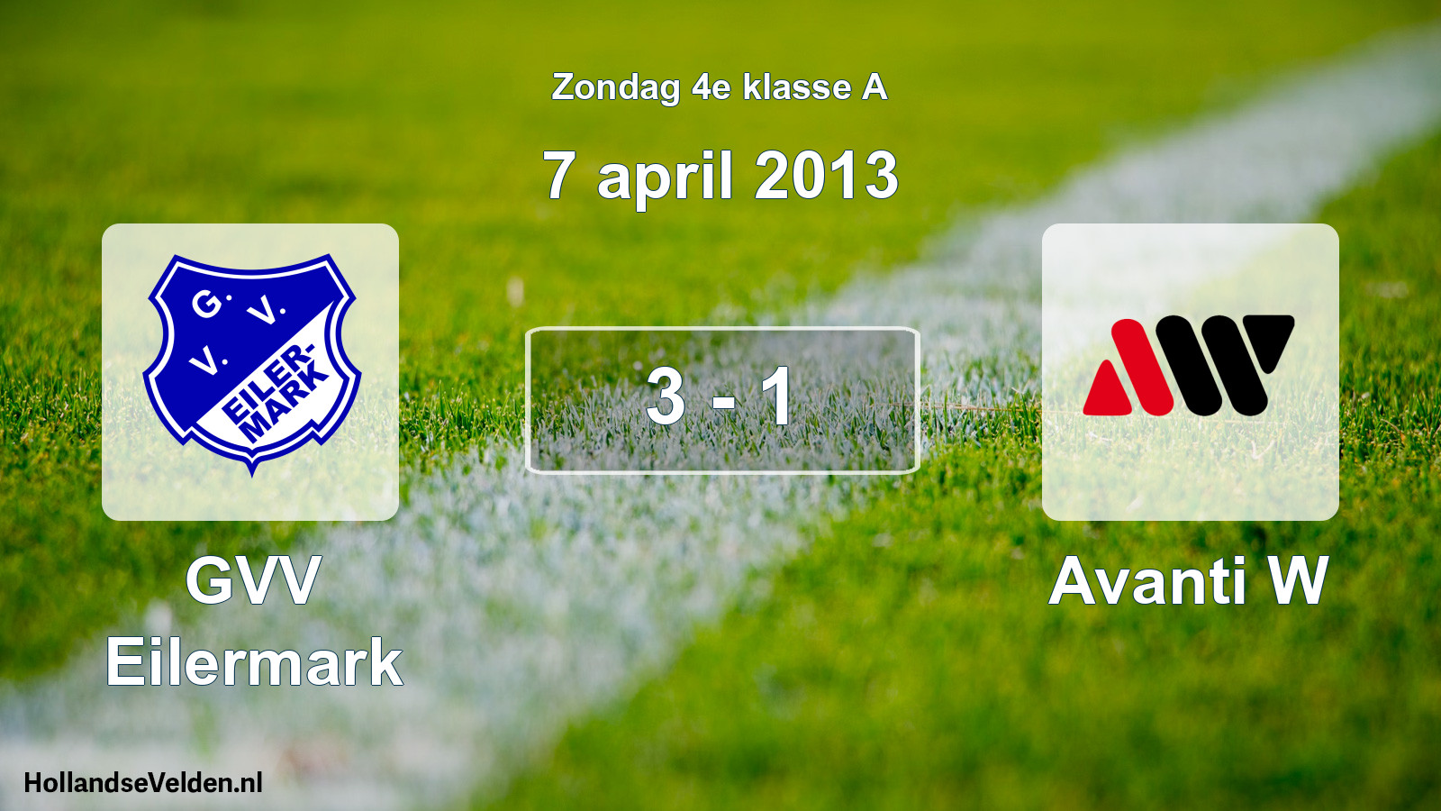 Total number of matches played: GVV Eilermark - Avanti W 3 - 1 (7 April 2013)