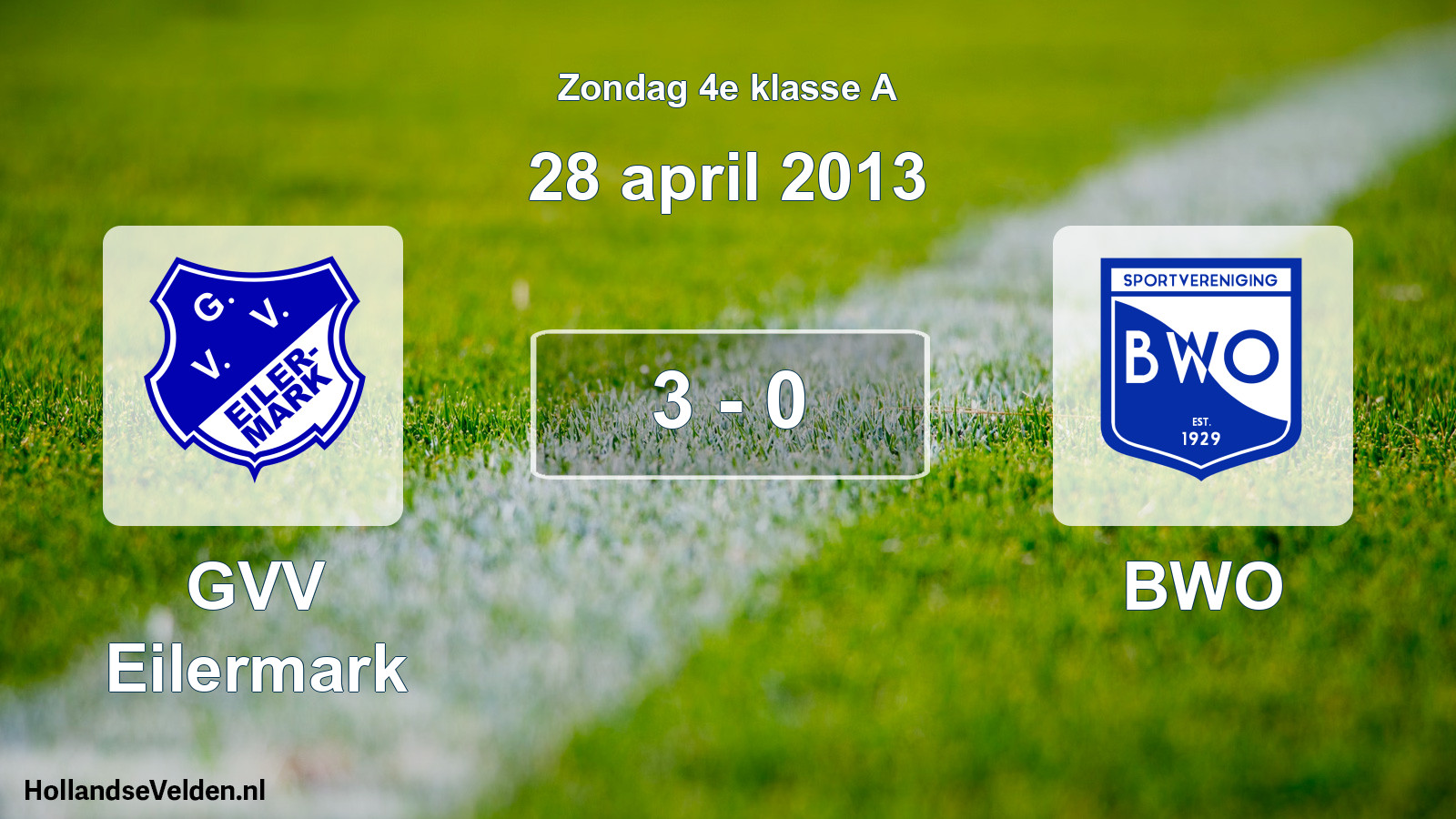 Total number of matches played: GVV Eilermark - BWO 3 - 0 (28 April 2013)