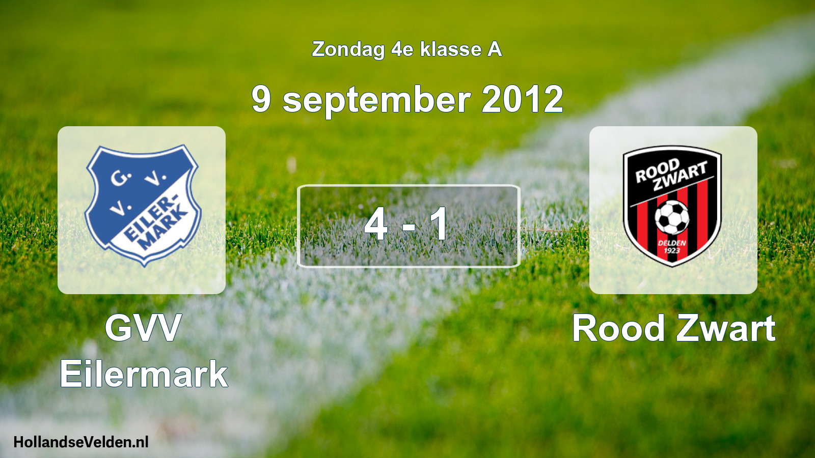 Total number of matches played: GVV Eilermark - Rood Zwart 4 - 1 (9 September 2012)