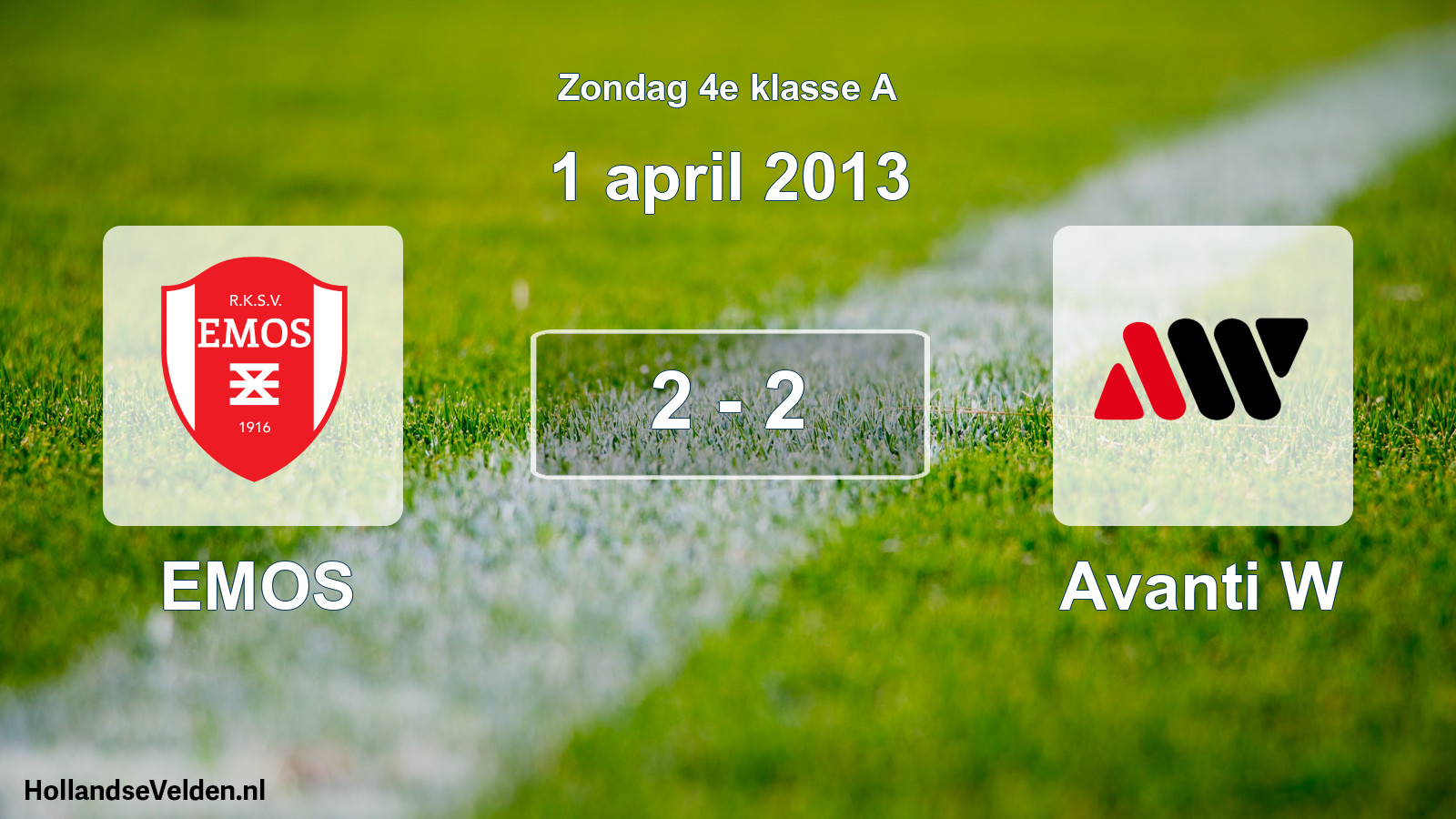 Total number of matches played: EMOS - Avanti W 2 - 2 (1 April 2013)