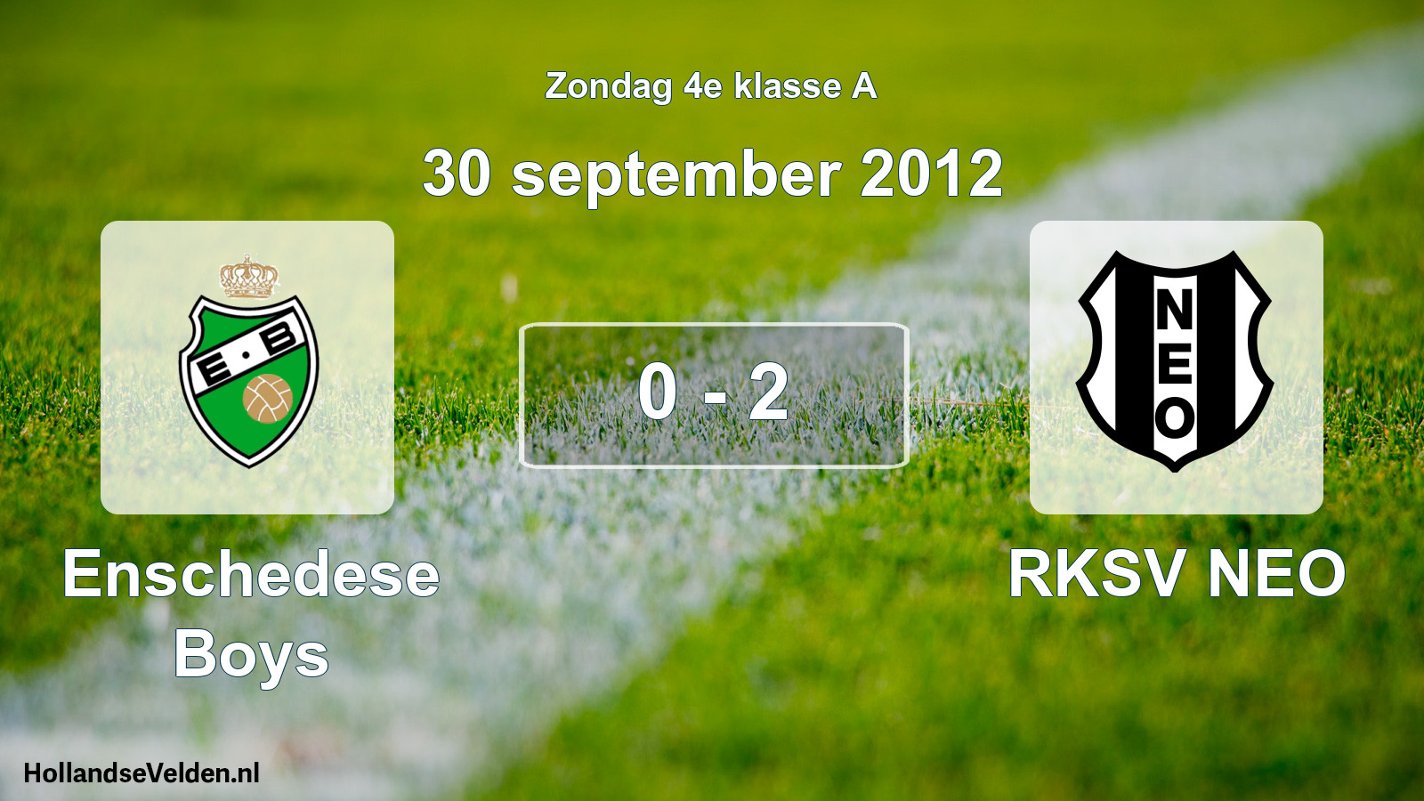 Total number of matches played: Enschedese Boys - RKSV NEO 0 - 2 (30 September 2012)