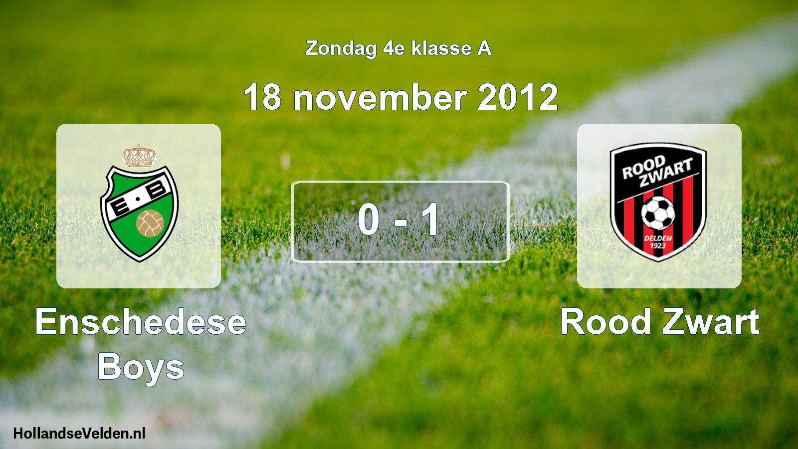 Total number of matches played: Enschedese Boys - Rood Zwart 0 - 1 (18 November 2012)