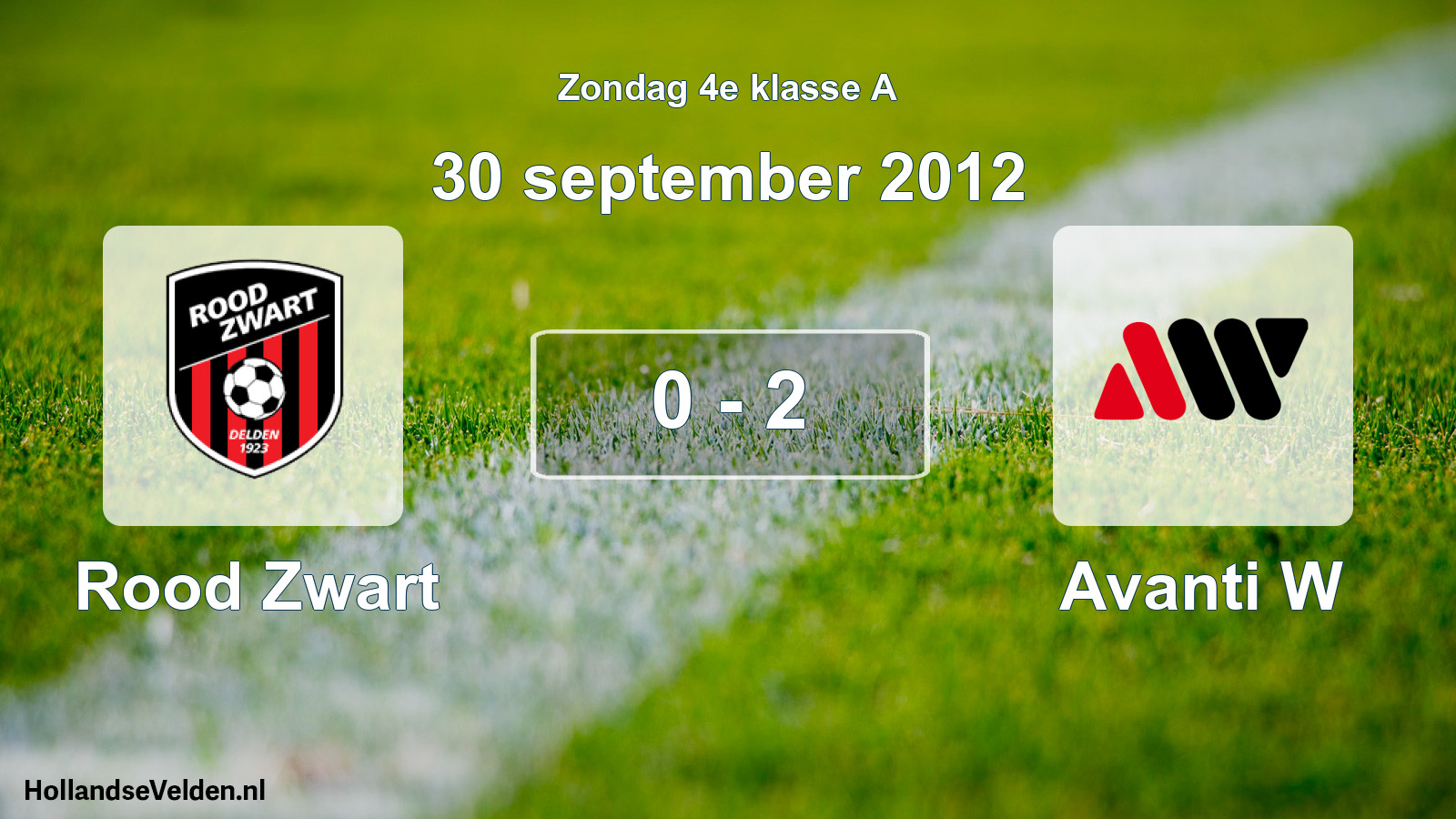 Total number of matches played: Rood Zwart - Avanti W 0 - 2 (30 September 2012)