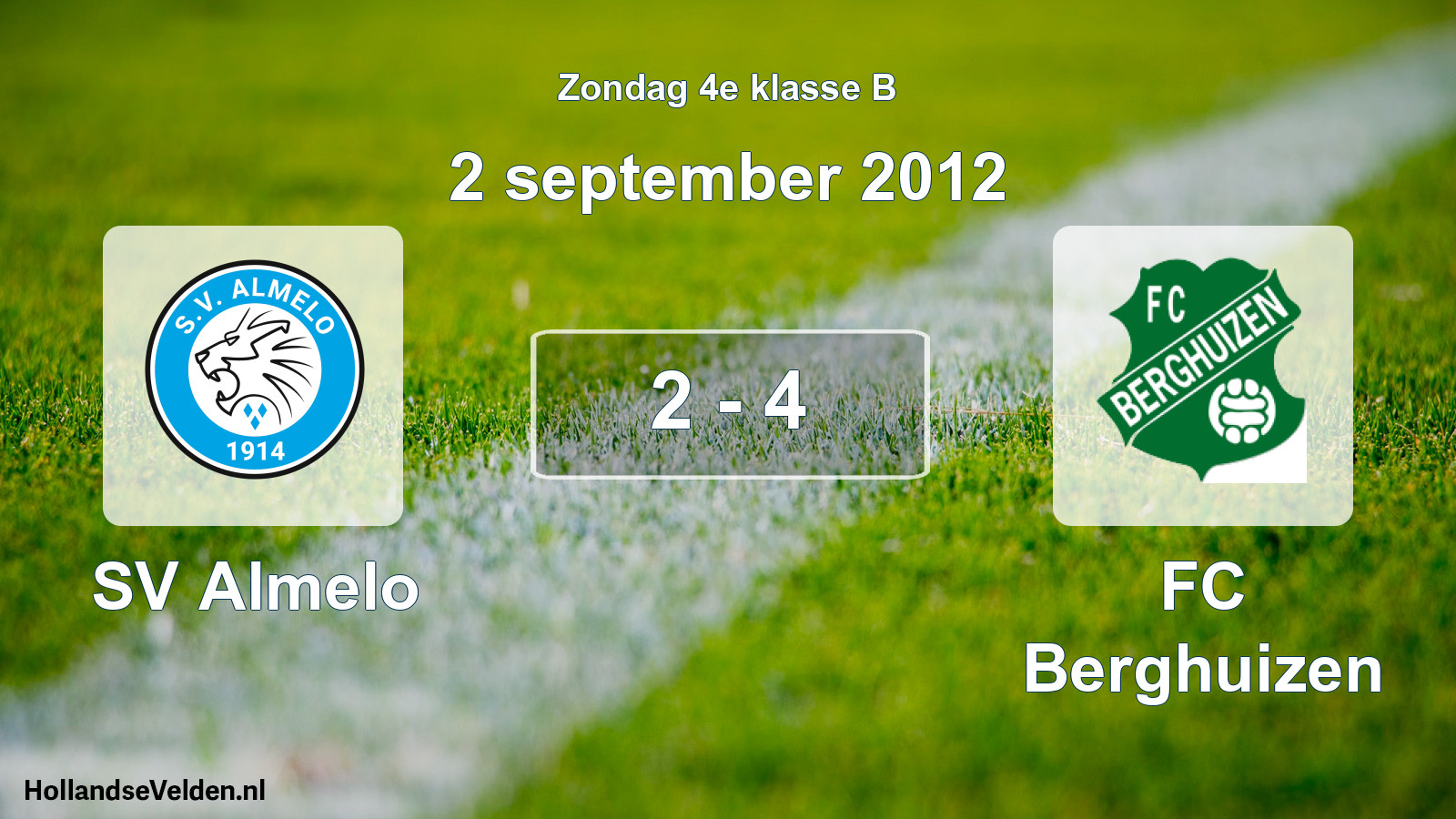 Total number of matches played: SV Almelo - FC Berghuizen 2 - 4 (2 September 2012)