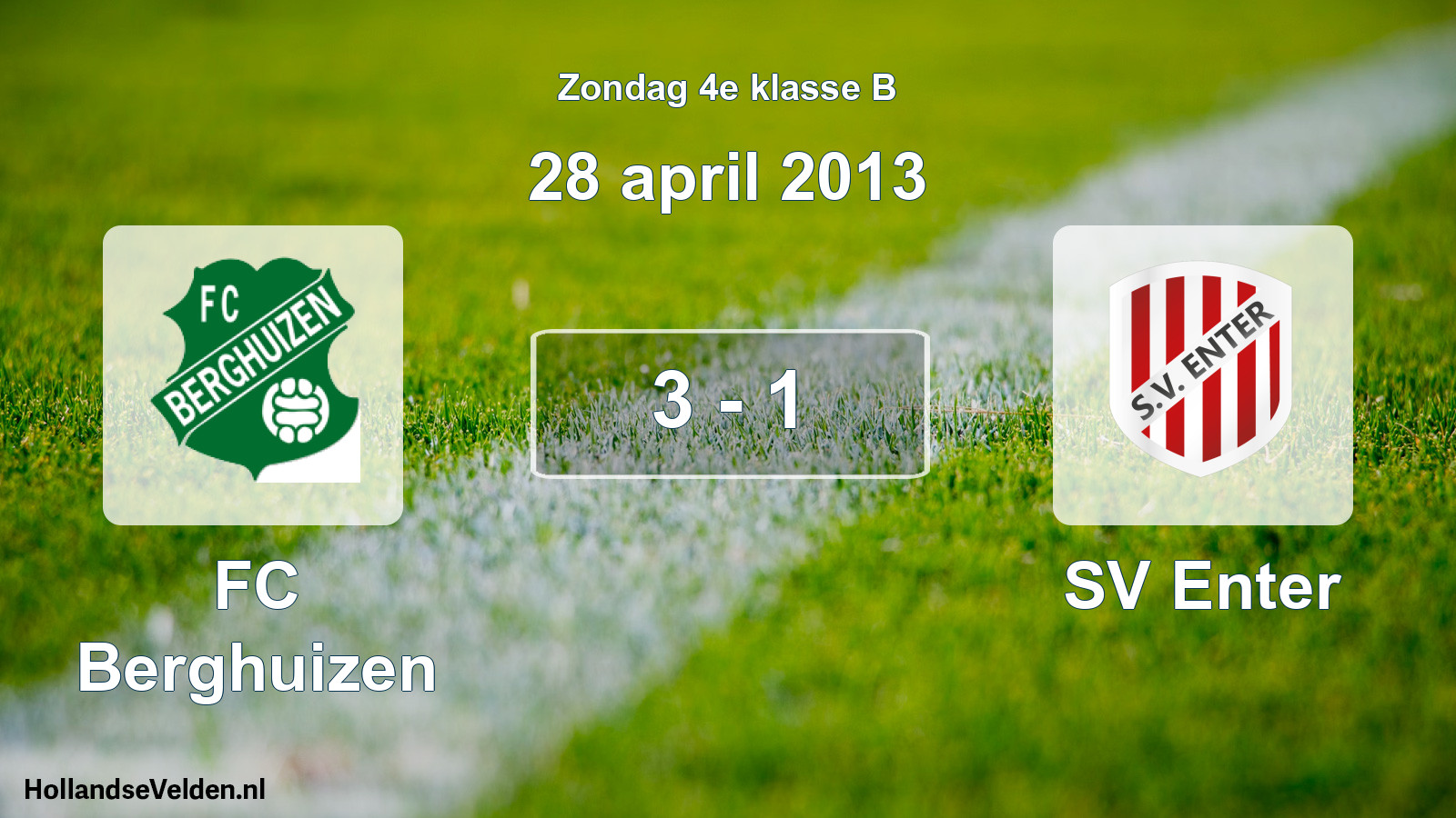 Total number of matches played: FC Berghuizen - SV Enter 3 - 1 (28 April 2013)
