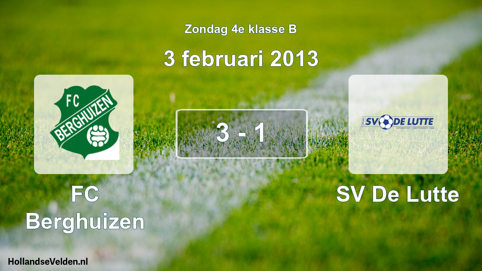 Total number of matches played: FC Berghuizen - SV De Lutte 3 - 1 (3 February 2013)
