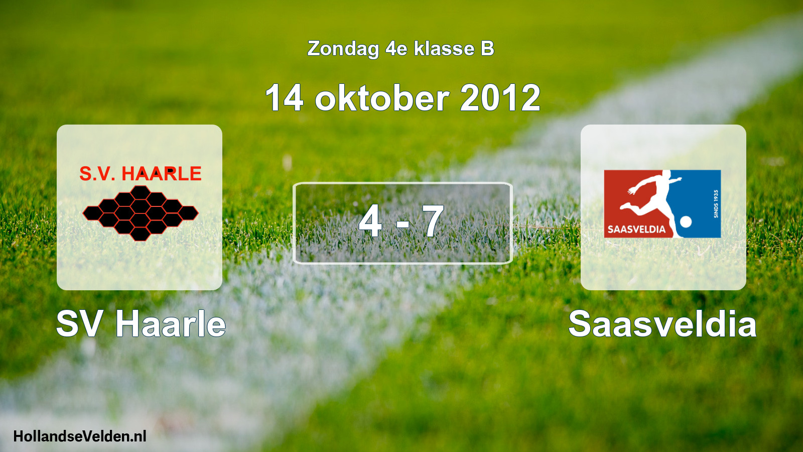 Total number of matches played: SV Haarle - Saasveldia 4 - 7 (14 October 2012)
