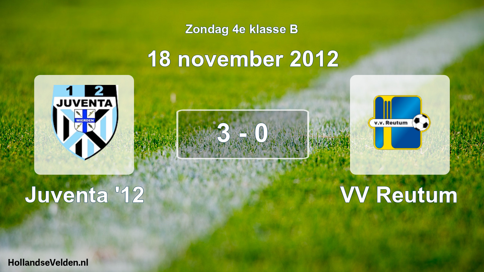 Total number of matches played: Juventa '12 - VV Reutum 3 - 0 (18 November 2012)