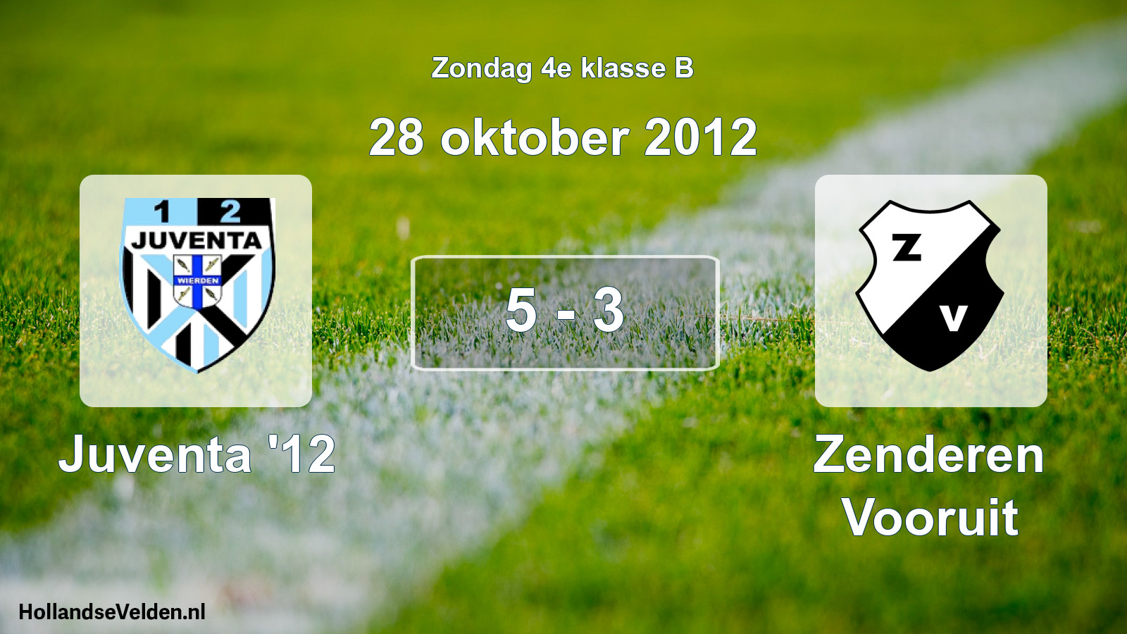 Total number of matches played: Juventa '12 - Zenderen Vooruit 5 - 3 (28 October 2012)