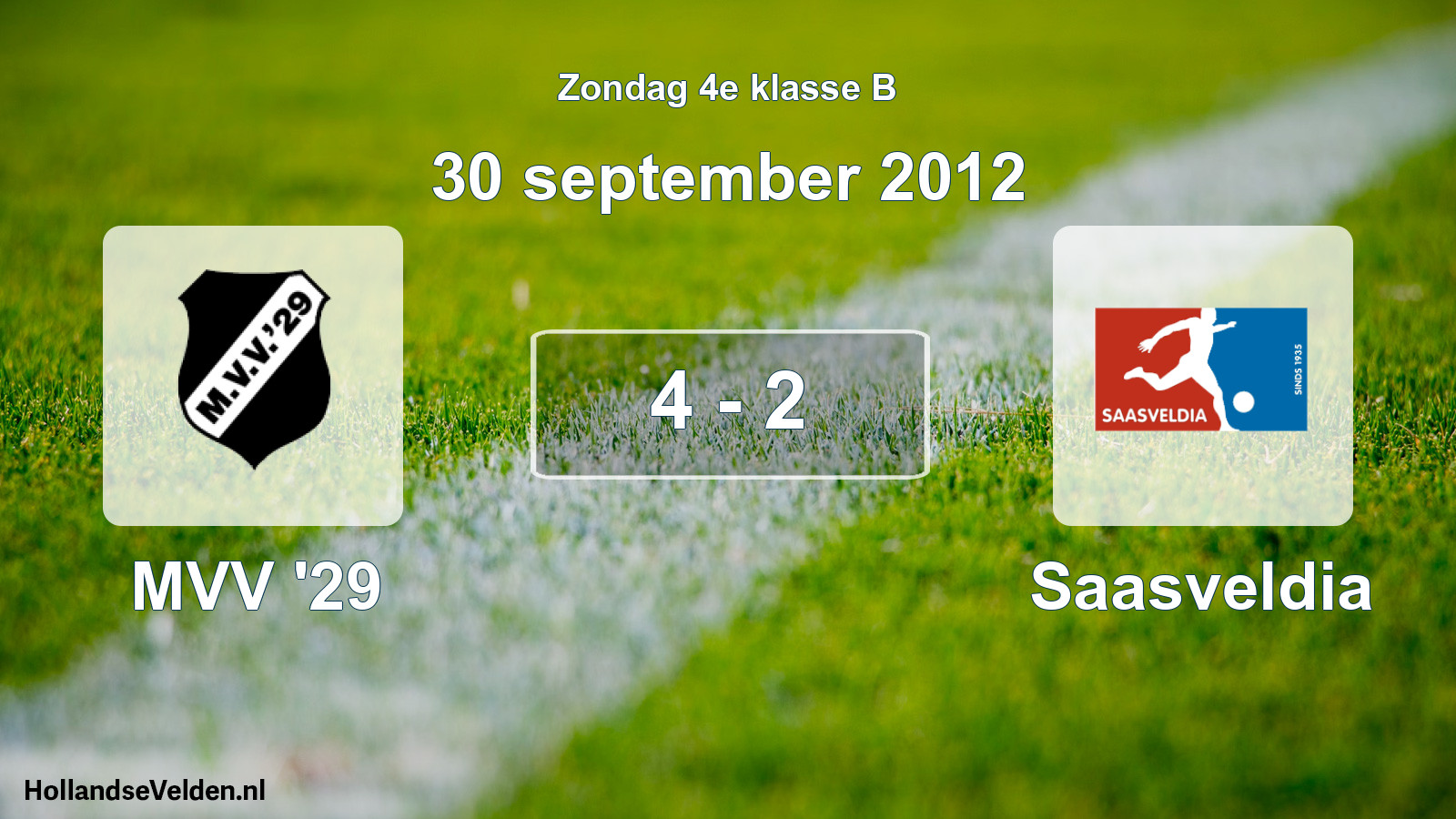 Total number of matches played: MVV '29 - Saasveldia 4 - 2 (30 September 2012)
