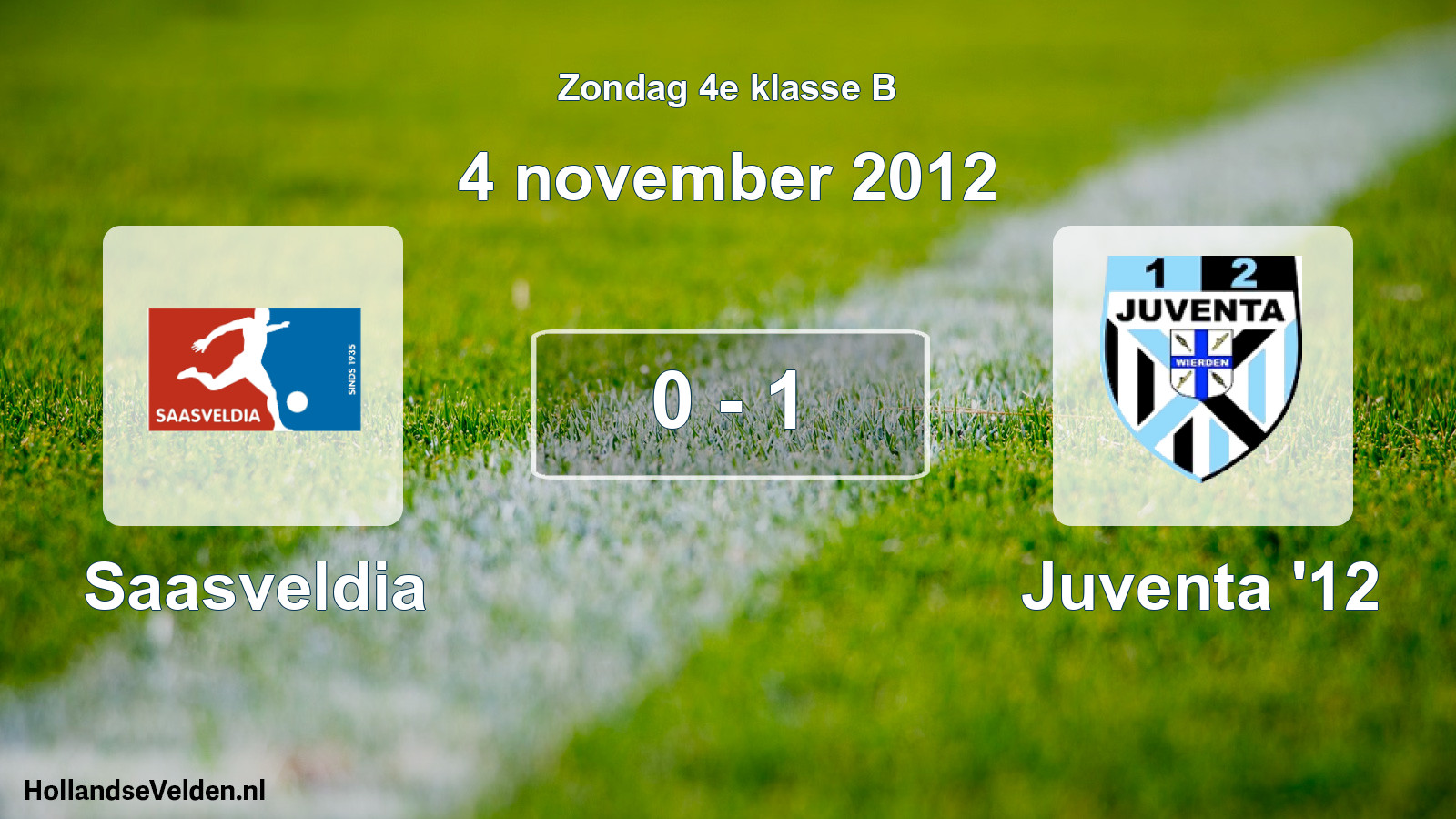 Total number of matches played: Saasveldia - Juventa '12 0 - 1 (4 November 2012)