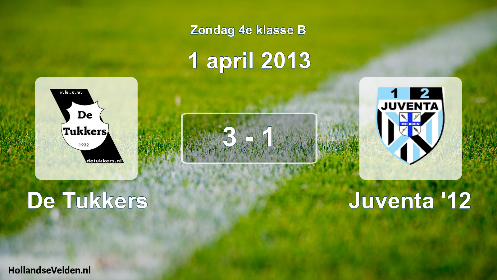 Total number of matches played: De Tukkers - Juventa '12 3 - 1 (1 April 2013)